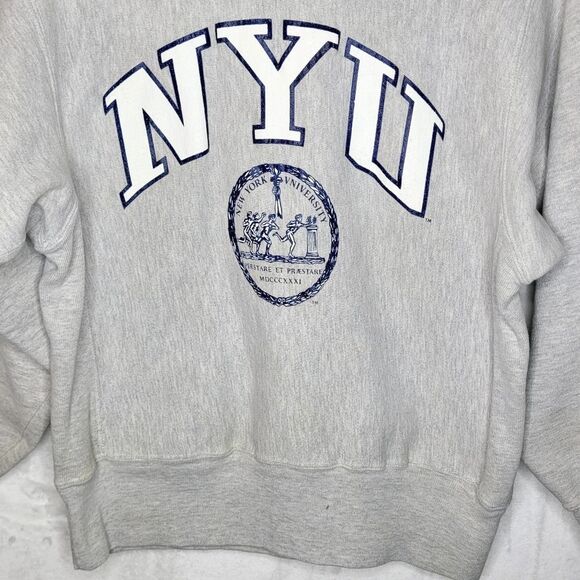 Vintage 90s NYU Champion Reverse Weave Sweatshirt Size Medium - Picture 3 of 10